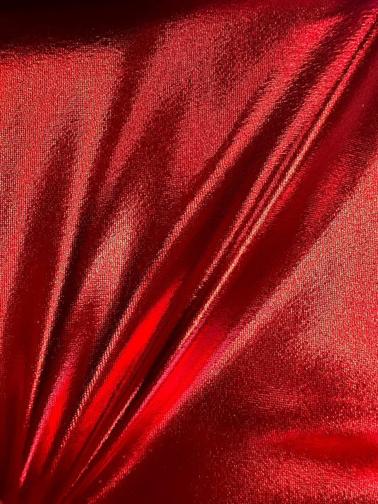 RED Metallic Spandex 4 Way Stretch Fabric (58 in.) Sold By The Yard