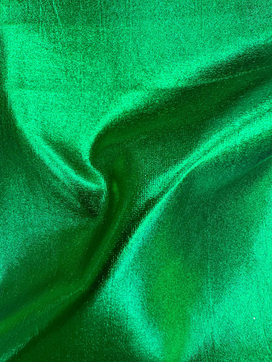 EMERALD GREEN Metallic Spandex 4 Way Stretch Fabric (58 in.) Sold By The Yard