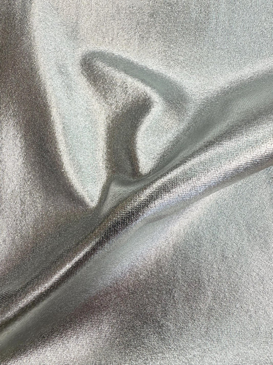 SILVER Metallic Spandex 4 Way Stretch Fabric (58 in.) Sold By The Yard