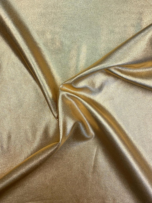 GOLD Metallic Spandex 4 Way Stretch Fabric (58 in.) Sold By The Yard