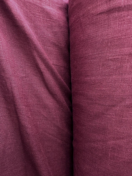 BURGUNDY 100% Linen Fabric (56 in.) Sold By The Yard