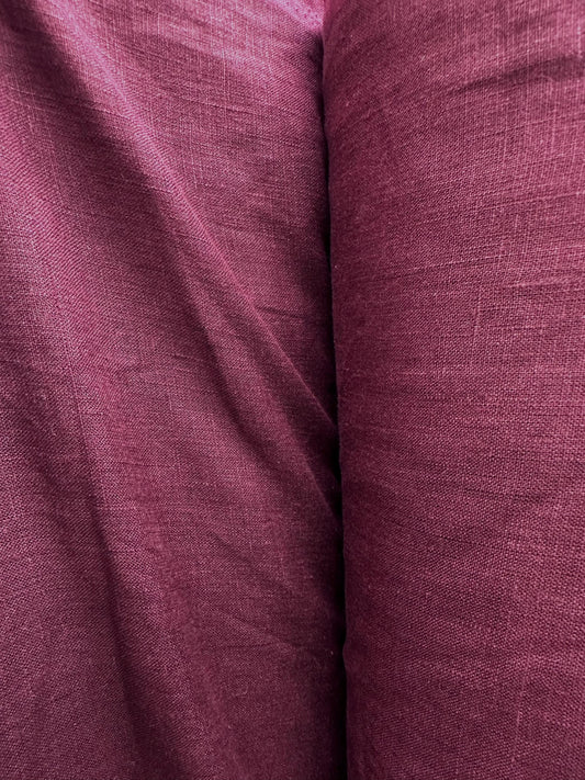 BURGUNDY 100% Linen Fabric (56 in.) Sold By The Yard