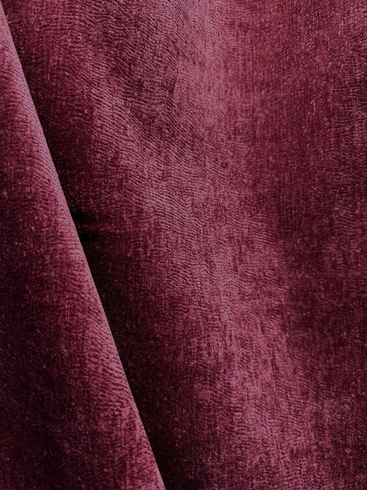 BURGUNDY Chenille Velvet Upholstery Drapery Fabric (56 in.) Sold By The Yard