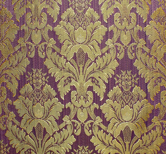 DARK LILAC GOLD Damask Jacquard Brocade Flower Floral Fabric (110 in.) Sold By The Yard