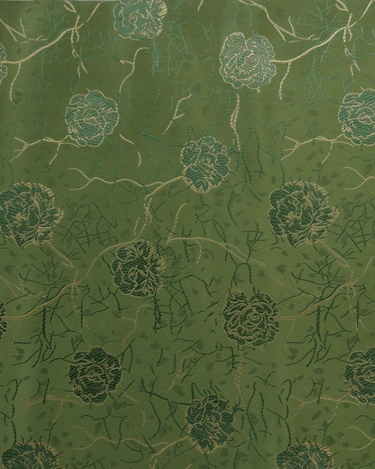 Green Gold Floral Silk Brocade Fabric (30 in.) Sold By The Yard