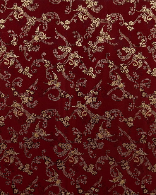 Wine Gold Floral Silk Brocade Fabric (30 in.) Sold By The Yard