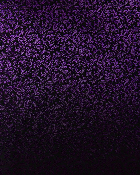 Purple Black Floral Silk Brocade Fabric (30 in.) Sold By The Yard