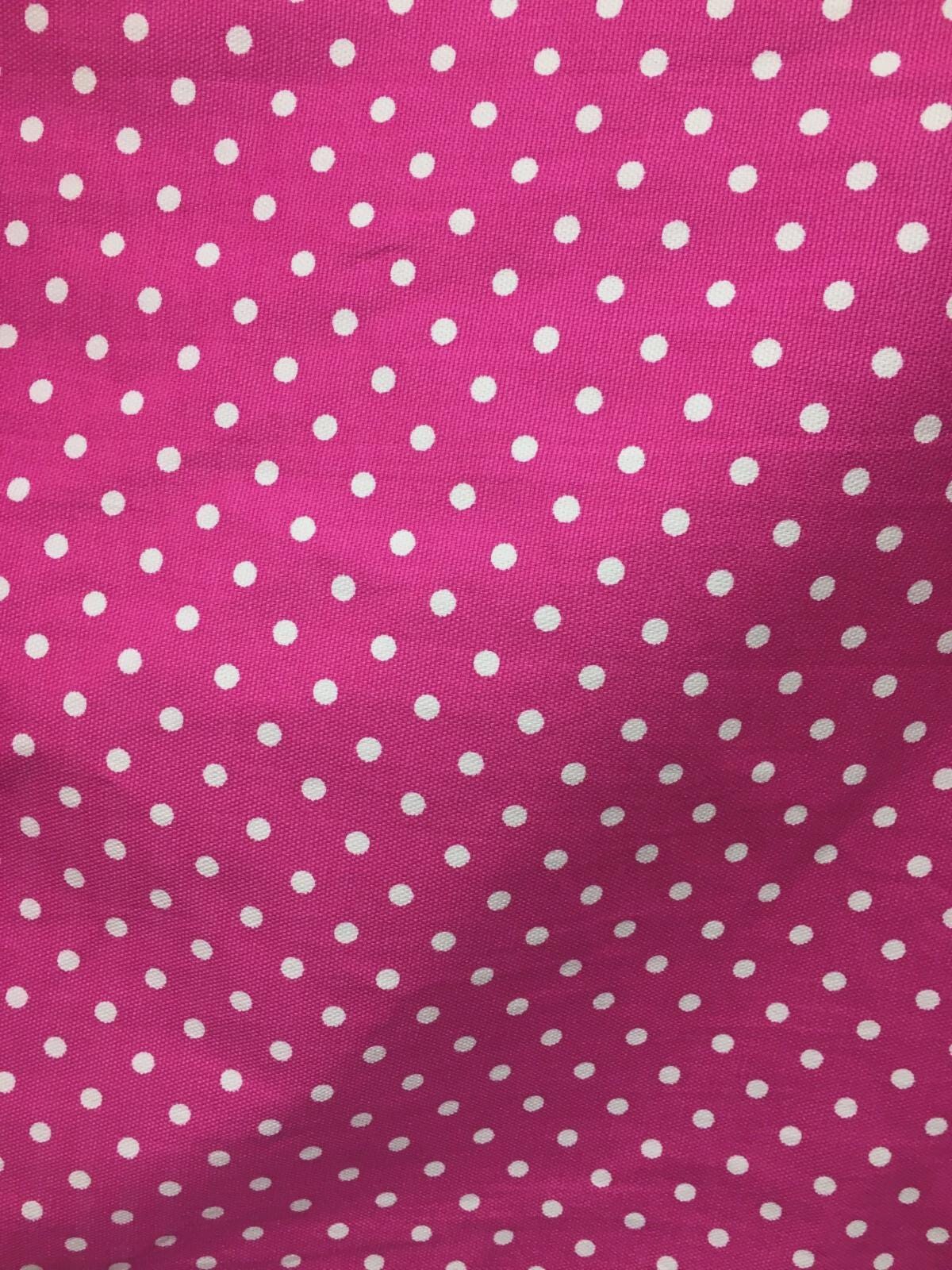 Fuchsia Pink Polka Dot 100% Cotton Canvas Fabric (62 in.) Sold By The Yard