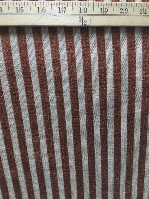BROWN BEIGE Striped Chenille Upholstery Brocade Fabric (54 in.) Sold By The Yard