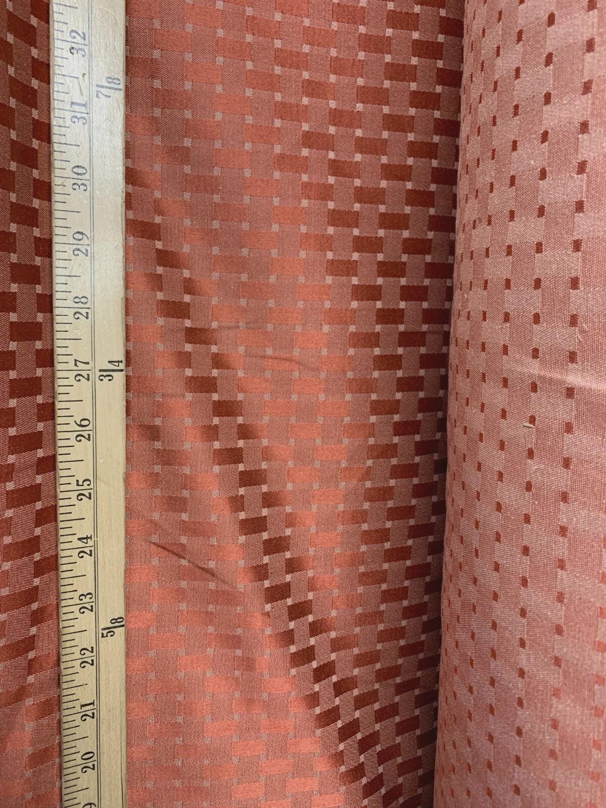 RUST ORANGE Geometric Brocade Upholstery Drapery Fabric (54 in.) Sold By The Yard