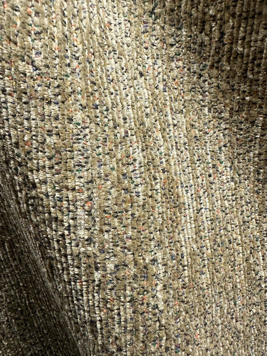 BEIGE MULTICOLOR Chenille Velvet Upholstery Fabric (54 in.) Sold By The Yard