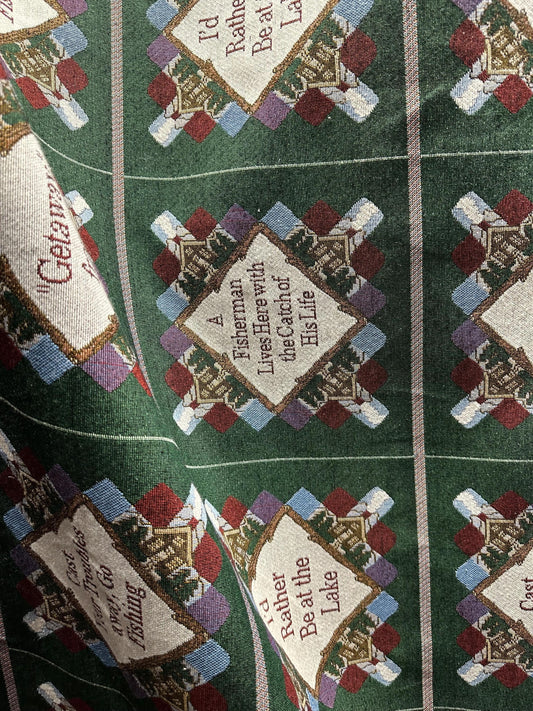 Green Multicolor Holiday Theme Upholstery Brocade Fabric (54 in.) Sold By The Yard