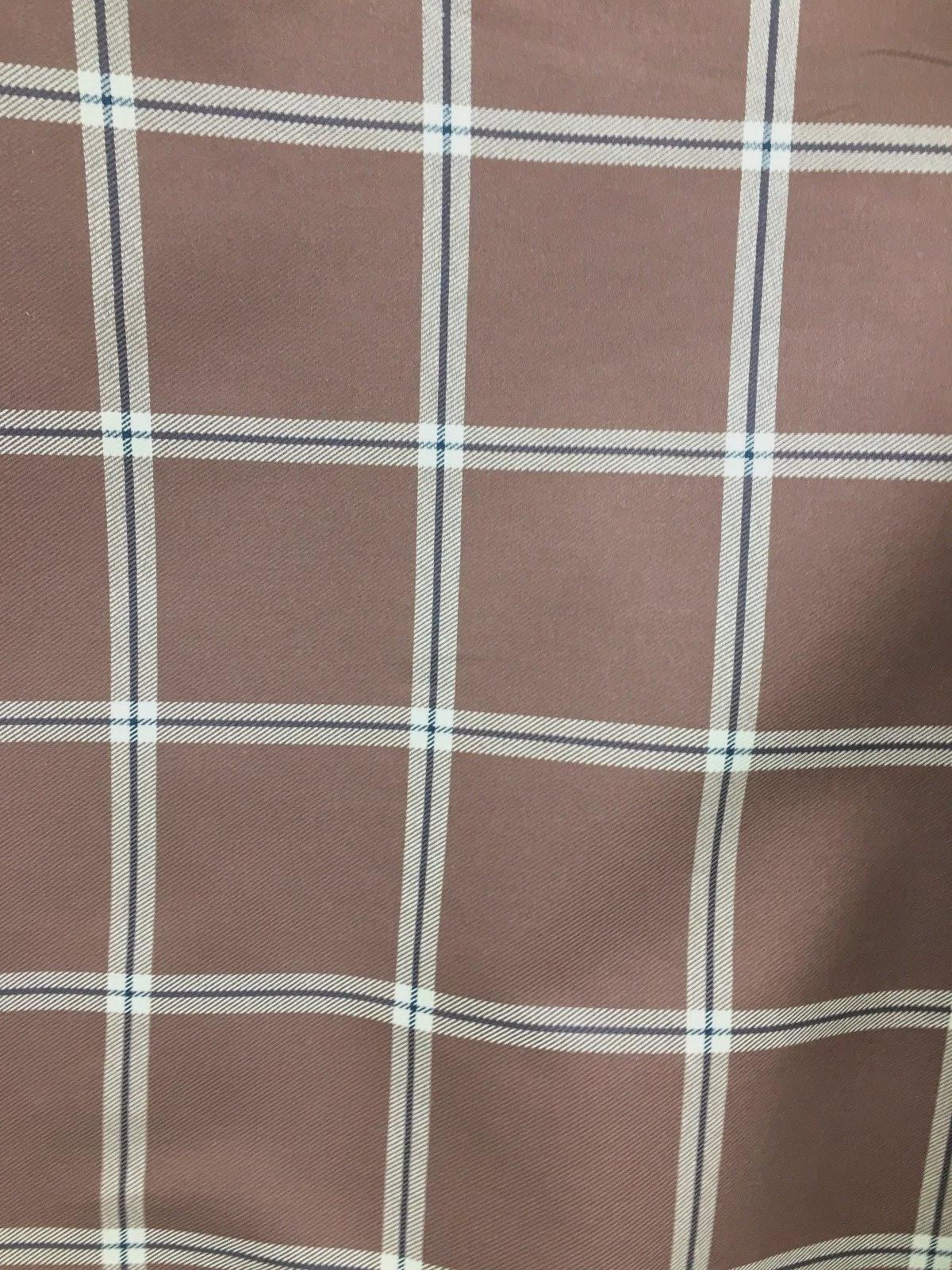BROWN Plaid Polyester Cotton Canvas Fabric (54 in.) Sold By The Yard