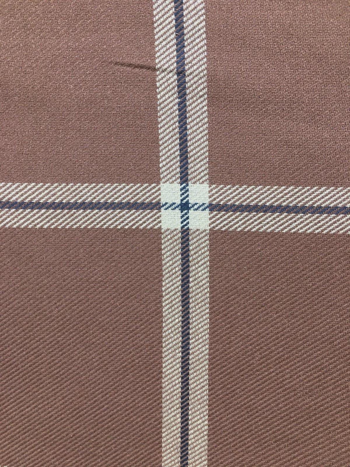 BROWN Plaid Polyester Cotton Canvas Fabric (54 in.) Sold By The Yard