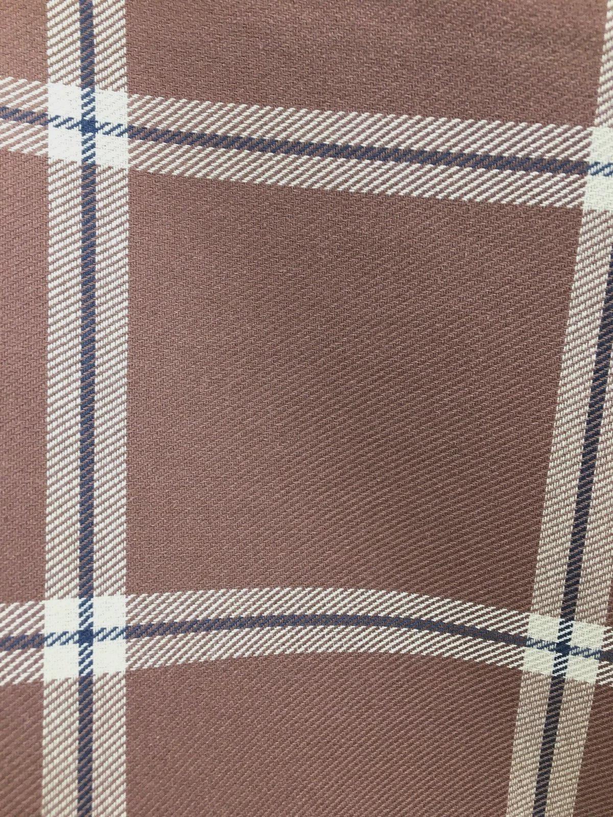 BROWN Plaid Polyester Cotton Canvas Fabric (54 in.) Sold By The Yard