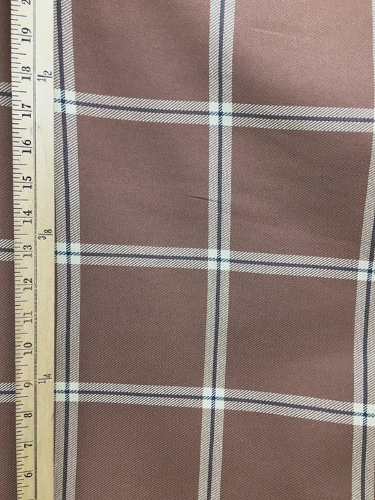 BROWN Plaid Polyester Cotton Canvas Fabric (54 in.) Sold By The Yard