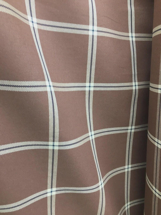 BROWN Plaid Polyester Cotton Canvas Fabric (54 in.) Sold By The Yard