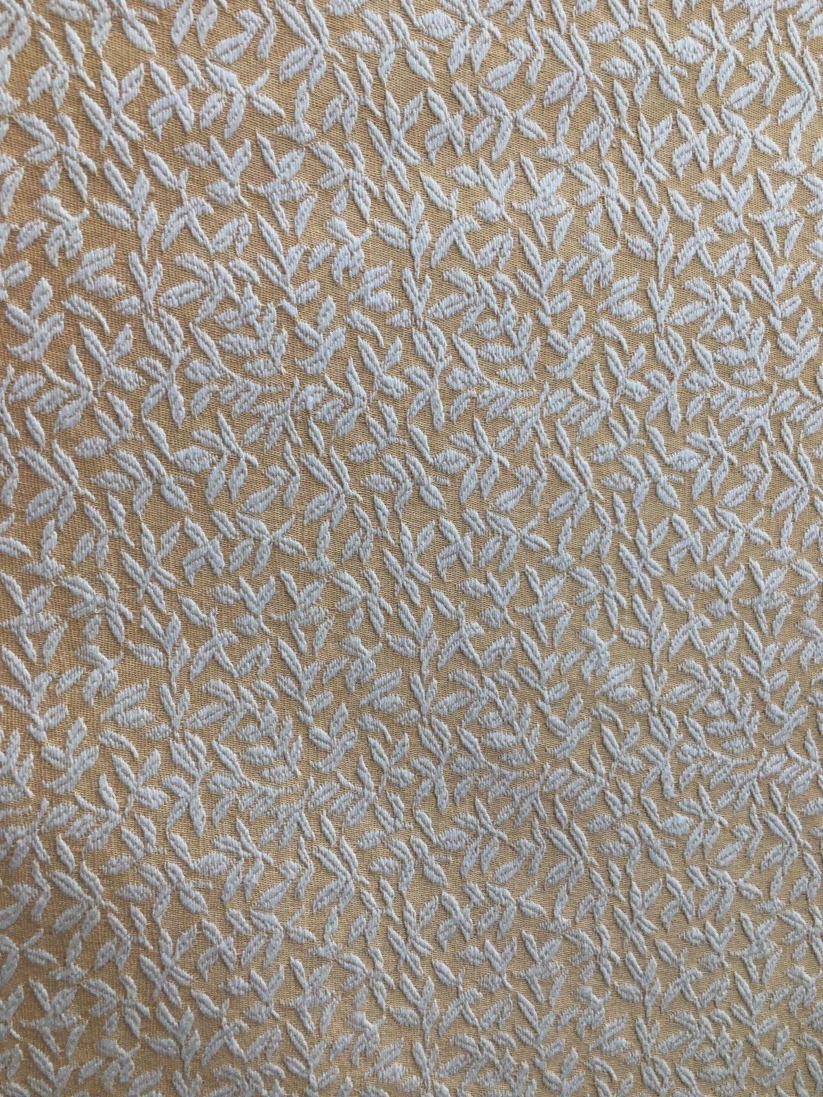 ORANGE GOLD IVORY Leaves Upholstery Embroidery Brocade Fabric (60 in.) Sold By The Yard