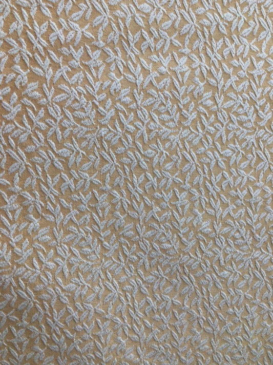ORANGE GOLD IVORY Leaves Upholstery Embroidery Brocade Fabric (60 in.) Sold By The Yard