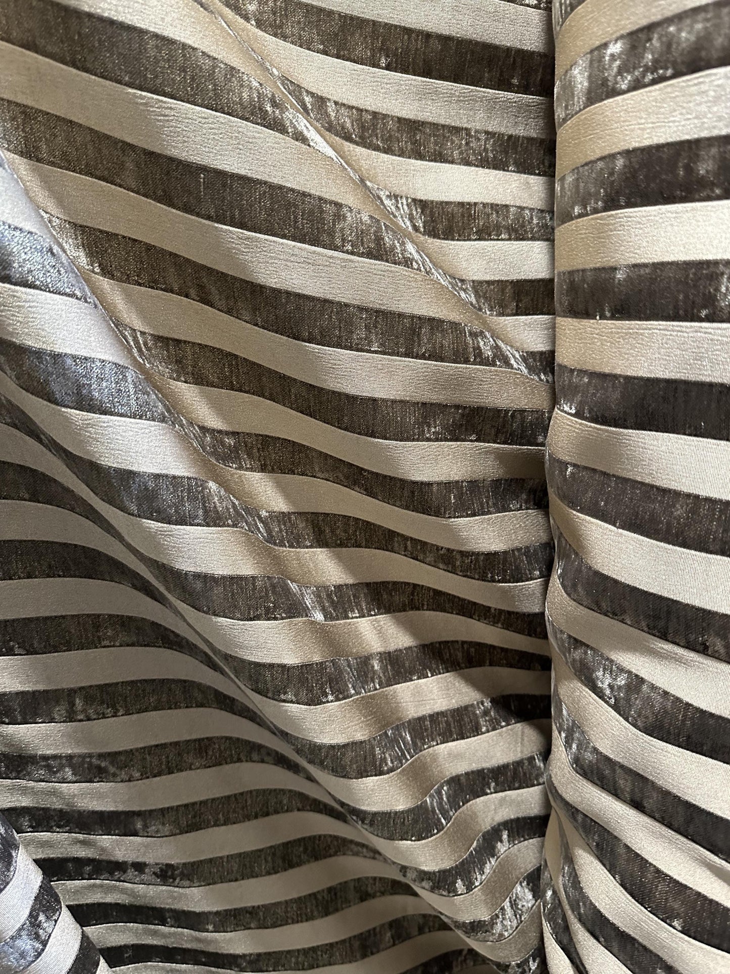 TAUPE BROWN GOLD Striped Chenille Upholstery Fabric (54 in.) Sold By The Yard