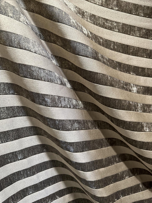 TAUPE BROWN GOLD Striped Chenille Upholstery Fabric (54 in.) Sold By The Yard