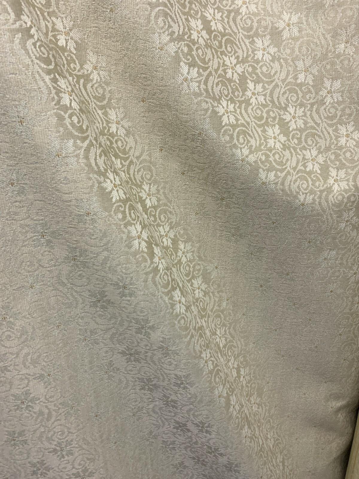 IVORY BEIGE Floral Brocade Upholstery Fabric (54 in.) Sold By The Yard