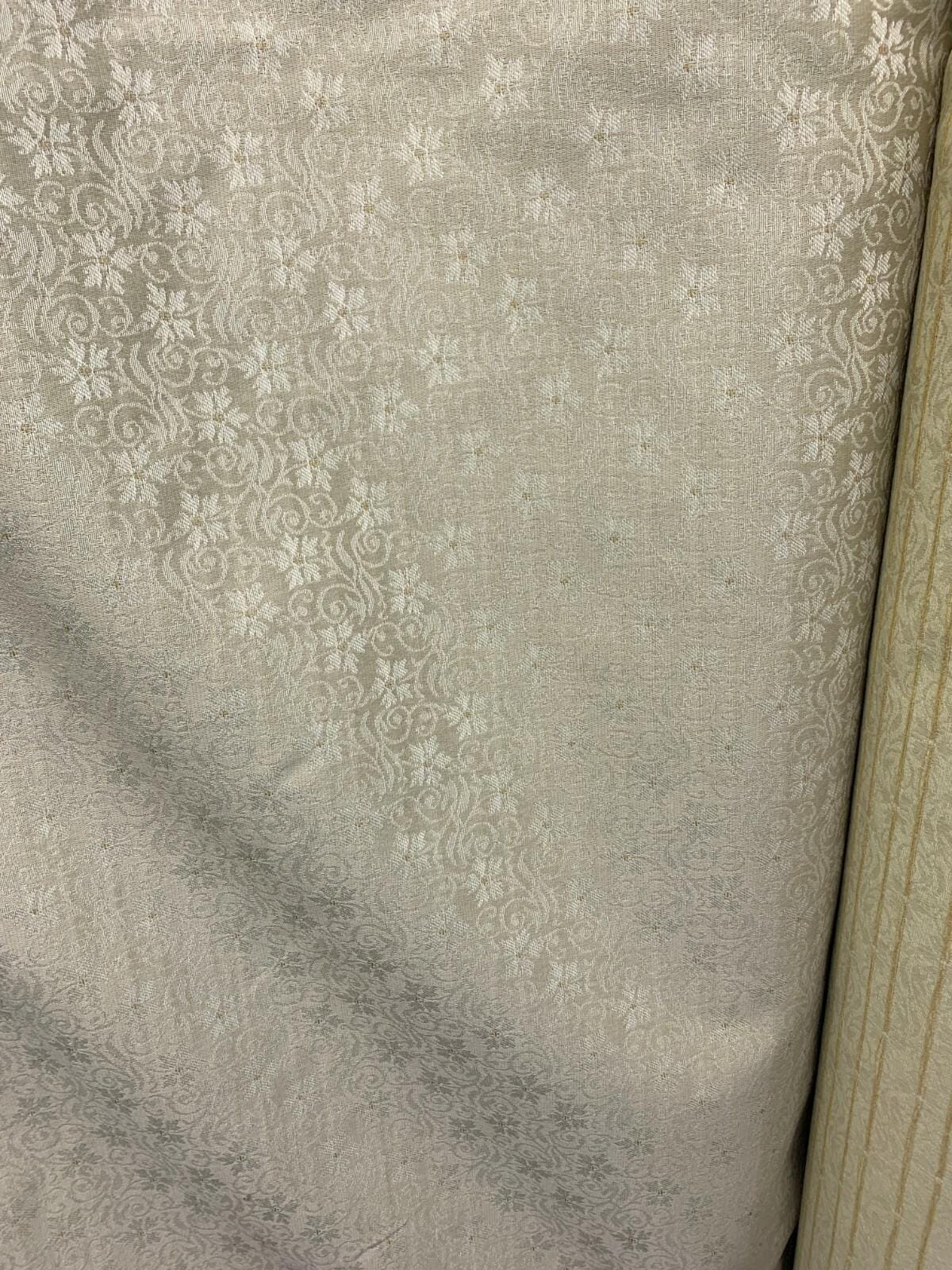 IVORY BEIGE Floral Brocade Upholstery Fabric (54 in.) Sold By The Yard