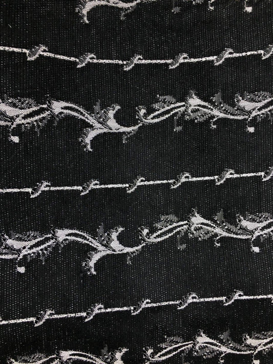 BLACK SILVER Floral Chenille Upholstery Fabric (54 in.) Sold By The Yard