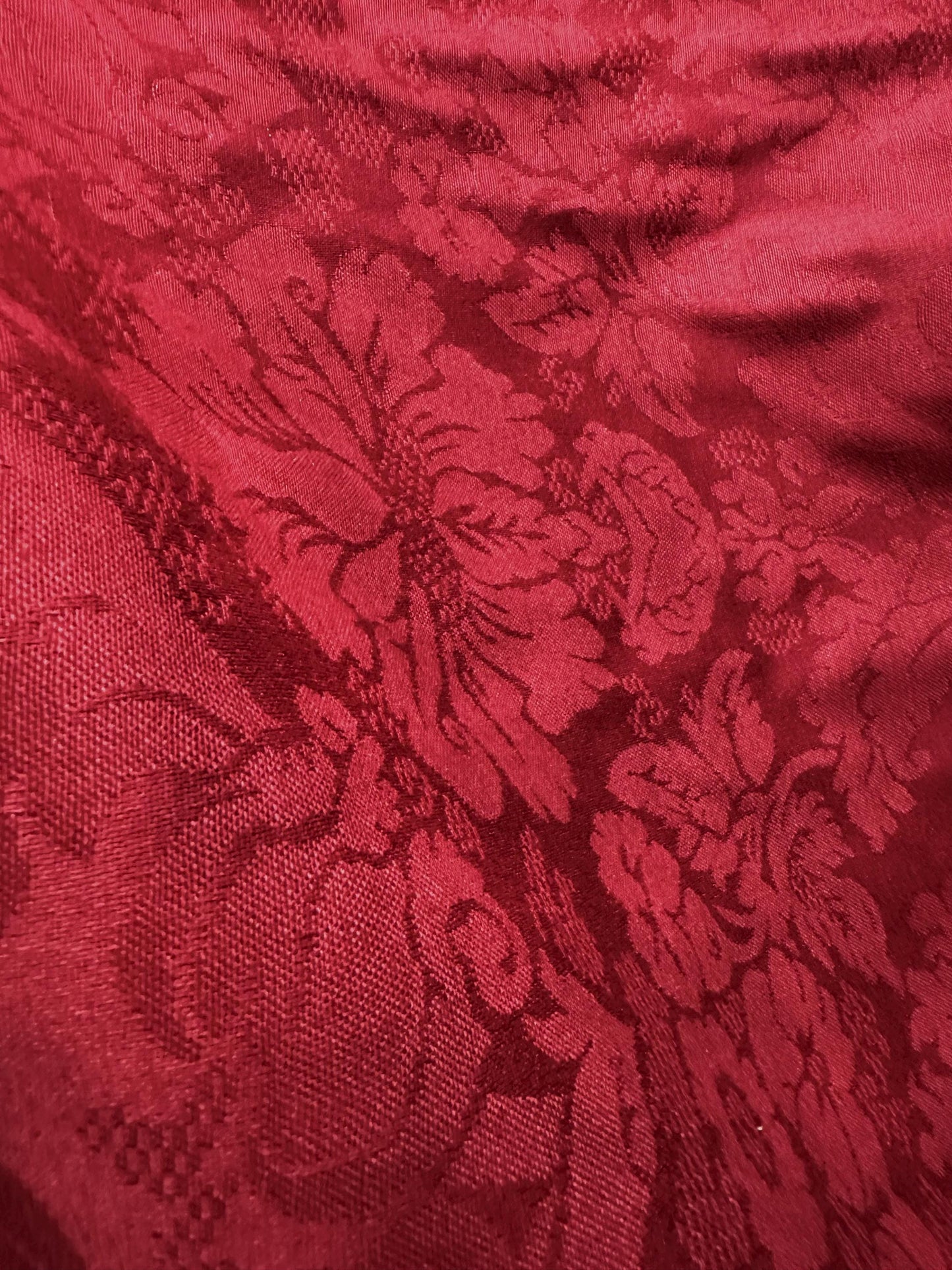 DARK RED Damask Brocade Upholstery Drapery Fabric (54 in.) Sold By The Yard