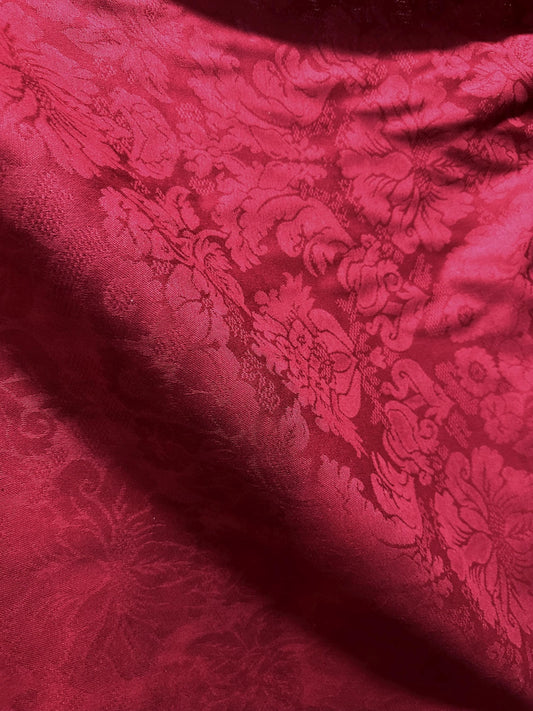 DARK RED Damask Brocade Upholstery Drapery Fabric (54 in.) Sold By The Yard
