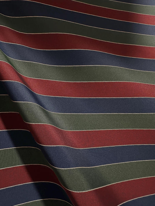 Dark Red Blue Green Striped Taffeta Fabric (54 in.) Sold By The Yard