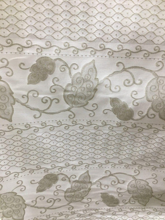 SAGE BEIGE Leaves Floral Upholstery Drapery Brocade Fabric (54 in.) Sold By The Yard