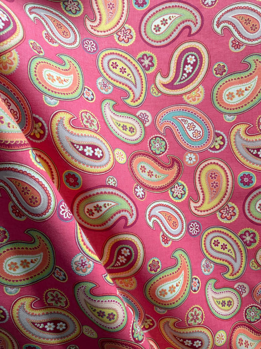 PINK MULTICOLOR Paisley Upholstery Drapery Cotton Fabric (54 in.) Sold By The Yard