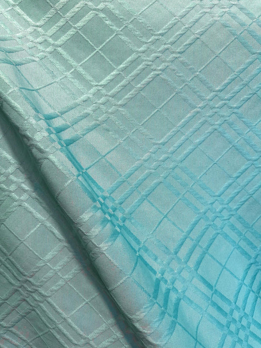 TURQUOISE BLUE Diamond Upholstery Brocade Fabric (56 in.) Sold By The Yard