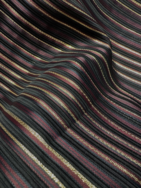 BLACK BURGUNDY GOLD Metallic Striped Brocade Fabric (55 in.) Sold By The Yard