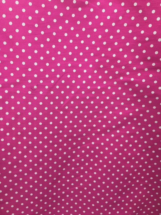 Fuchsia Pink Polka Dot 100% Cotton Canvas Fabric (62 in.) Sold By The Yard
