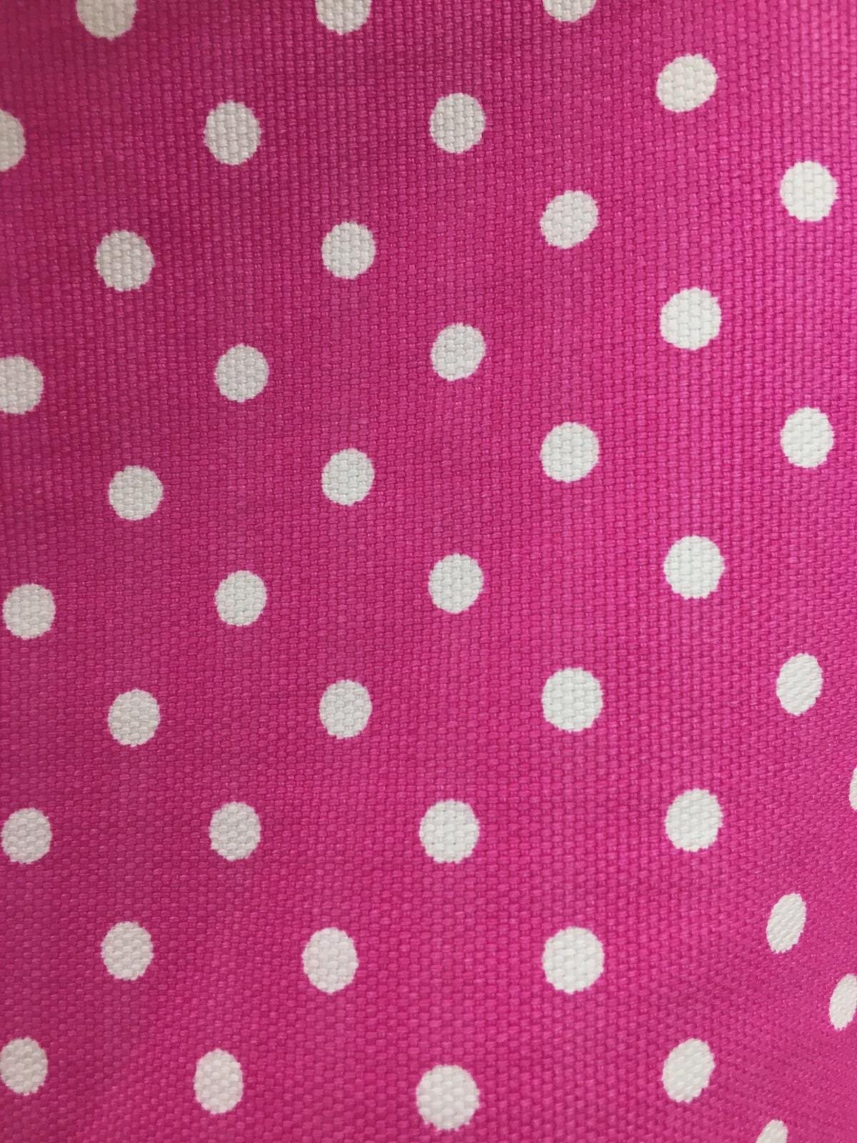 Fuchsia Pink Polka Dot 100% Cotton Canvas Fabric (62 in.) Sold By The Yard
