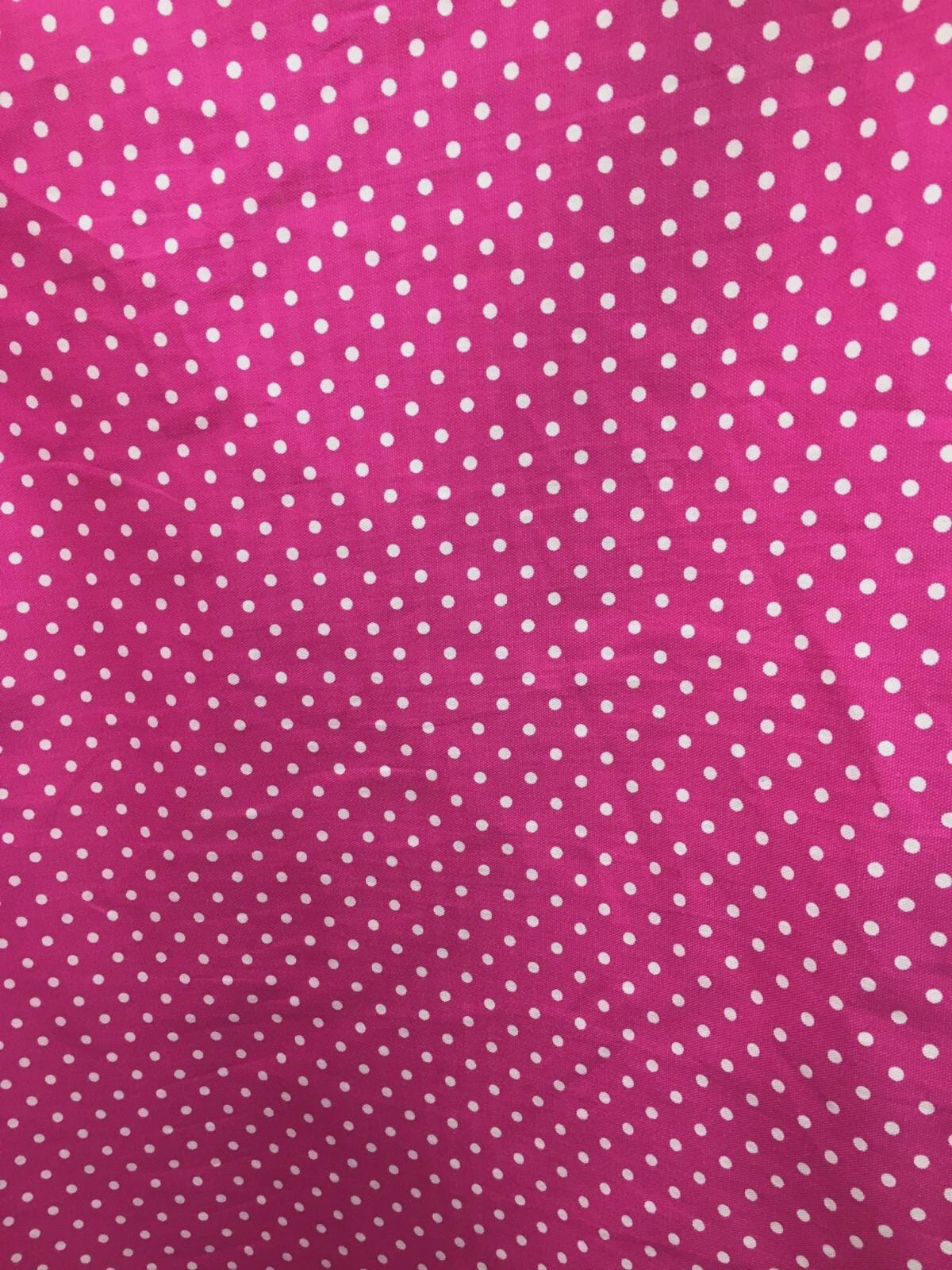 Fuchsia Pink Polka Dot 100% Cotton Canvas Fabric (62 in.) Sold By The Yard