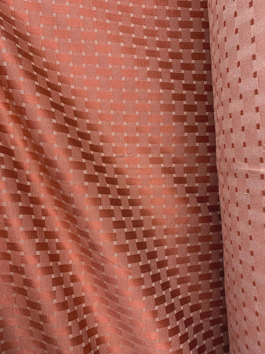 RUST ORANGE Geometric Brocade Upholstery Drapery Fabric (54 in.) Sold By The Yard