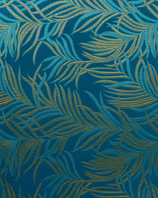 Turquoise Blue Gold Floral Silk Brocade Fabric (30 in.) Sold By The Yard