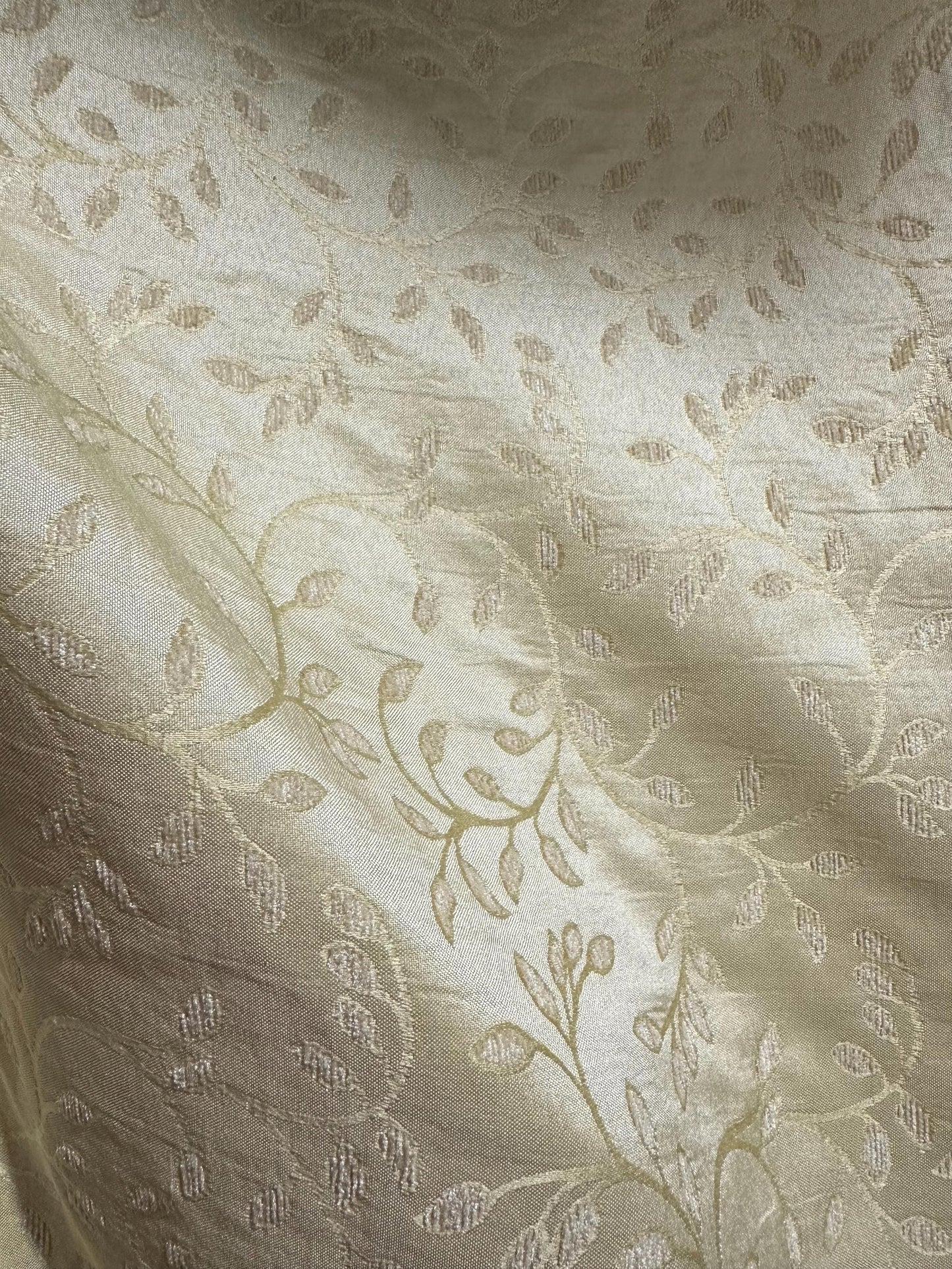 IVORY Floral Chenille Upholstery Brocade Fabric (54 in.) Sold By The Yard