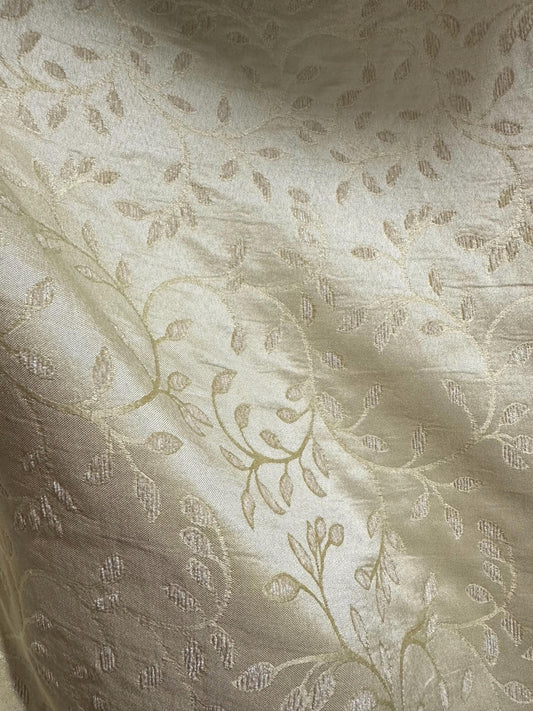 IVORY Floral Chenille Upholstery Brocade Fabric (54 in.) Sold By The Yard
