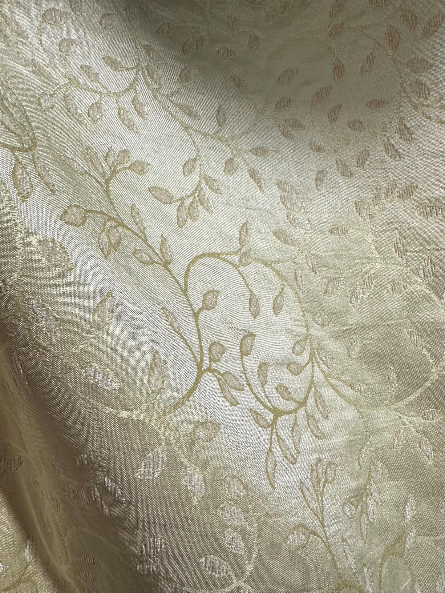 IVORY Floral Chenille Upholstery Brocade Fabric (54 in.) Sold By The Yard