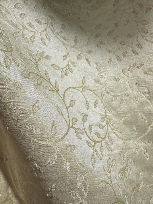 IVORY Floral Chenille Upholstery Brocade Fabric (54 in.) Sold By The Yard