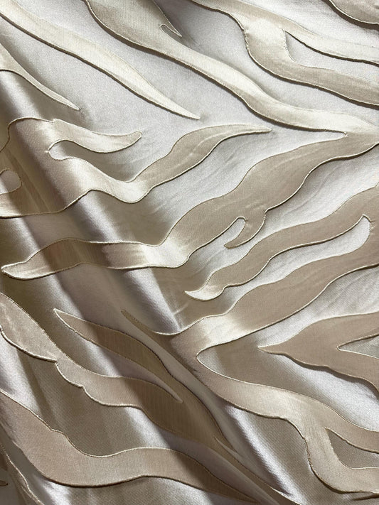 BEIGE Zebra Brocade Upholstery Drapery Fabric (54 in.) Sold By The Yard