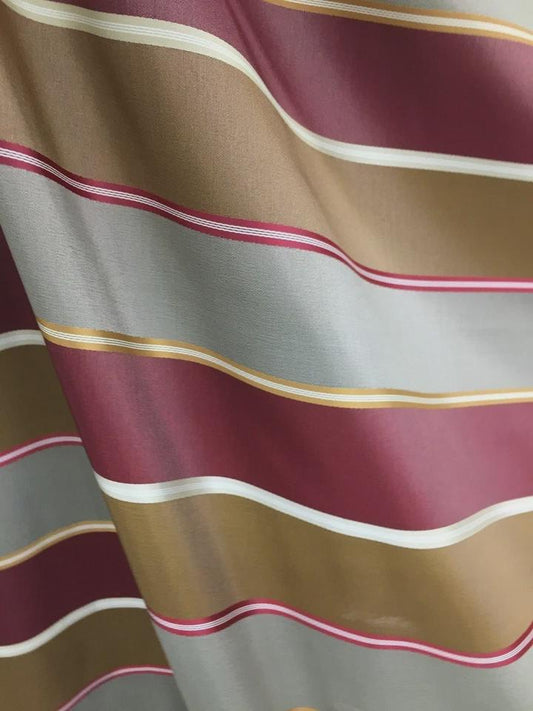 Burgundy Multicolor Striped Taffeta Brocade Upholstery Drapery Fabric (54 in.) Sold By The Yard