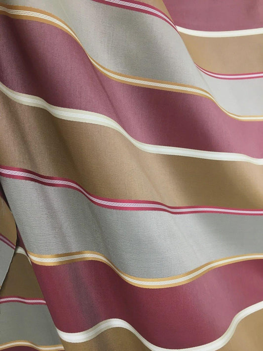 Burgundy Multicolor Striped Taffeta Brocade Upholstery Drapery Fabric (54 in.) Sold By The Yard