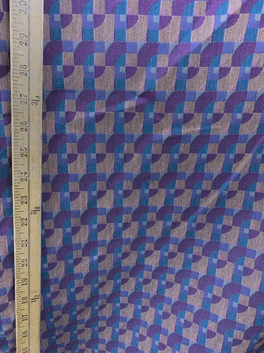 PURPLE TEAL Multicolor Geometric Brocade Upholstery Fabric (54 in.) Sold By The Yard