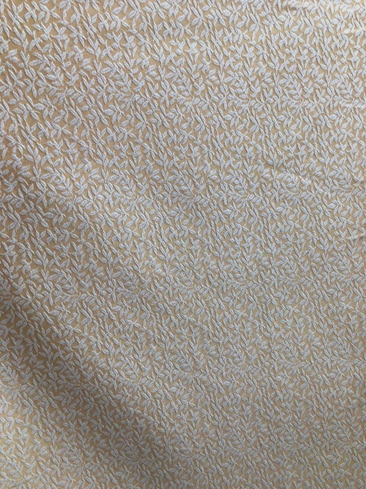 ORANGE GOLD IVORY Leaves Upholstery Embroidery Brocade Fabric (60 in.) Sold By The Yard