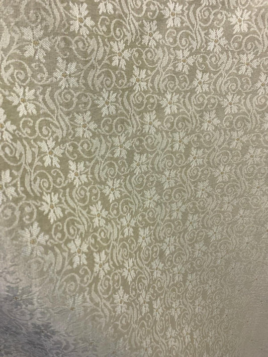 IVORY BEIGE Floral Brocade Upholstery Fabric (54 in.) Sold By The Yard